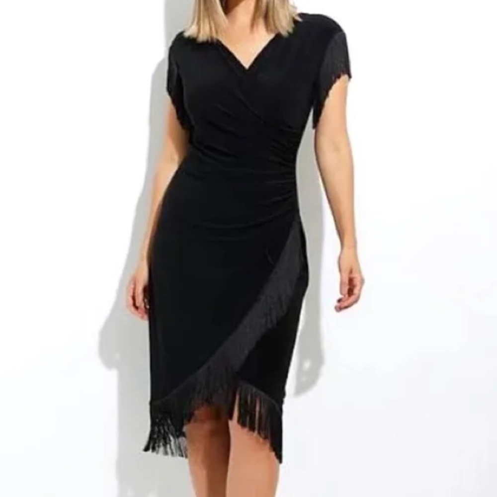 Joseph Ribkoff Frilled, Black Draped Dress